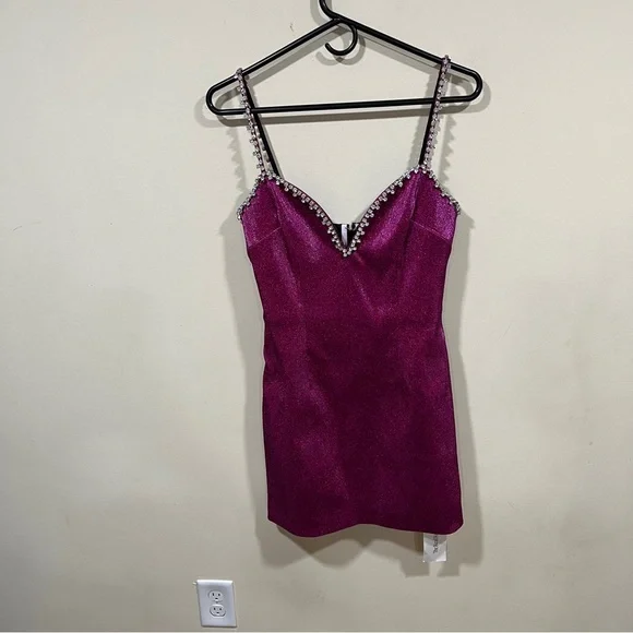 AREA Crystal Trim Sweetheart Dress In Pink size small women’s